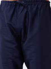 Men's Navy Blue Silk Blend Embroidered Pyjama