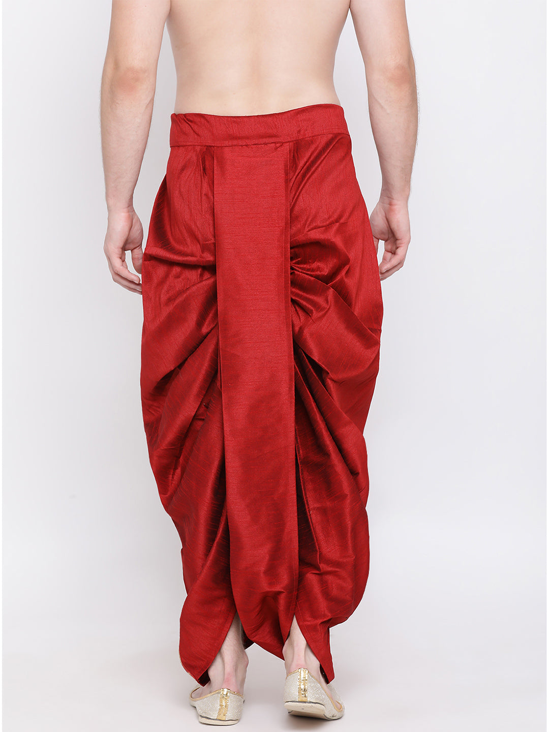 Men's Maroon Silk Blend Dhoti