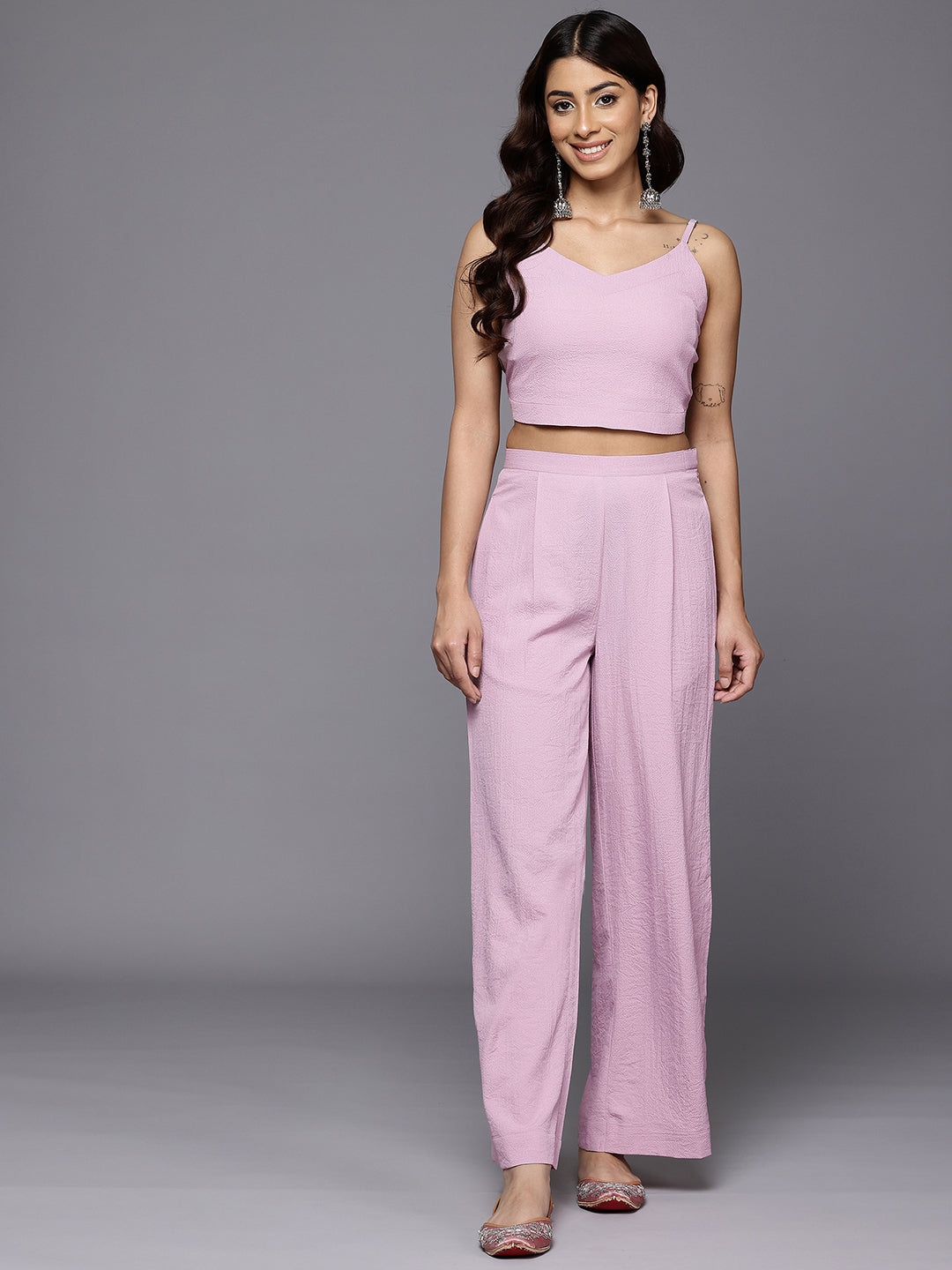 Women Lavender Strap Style Co-Ord Set