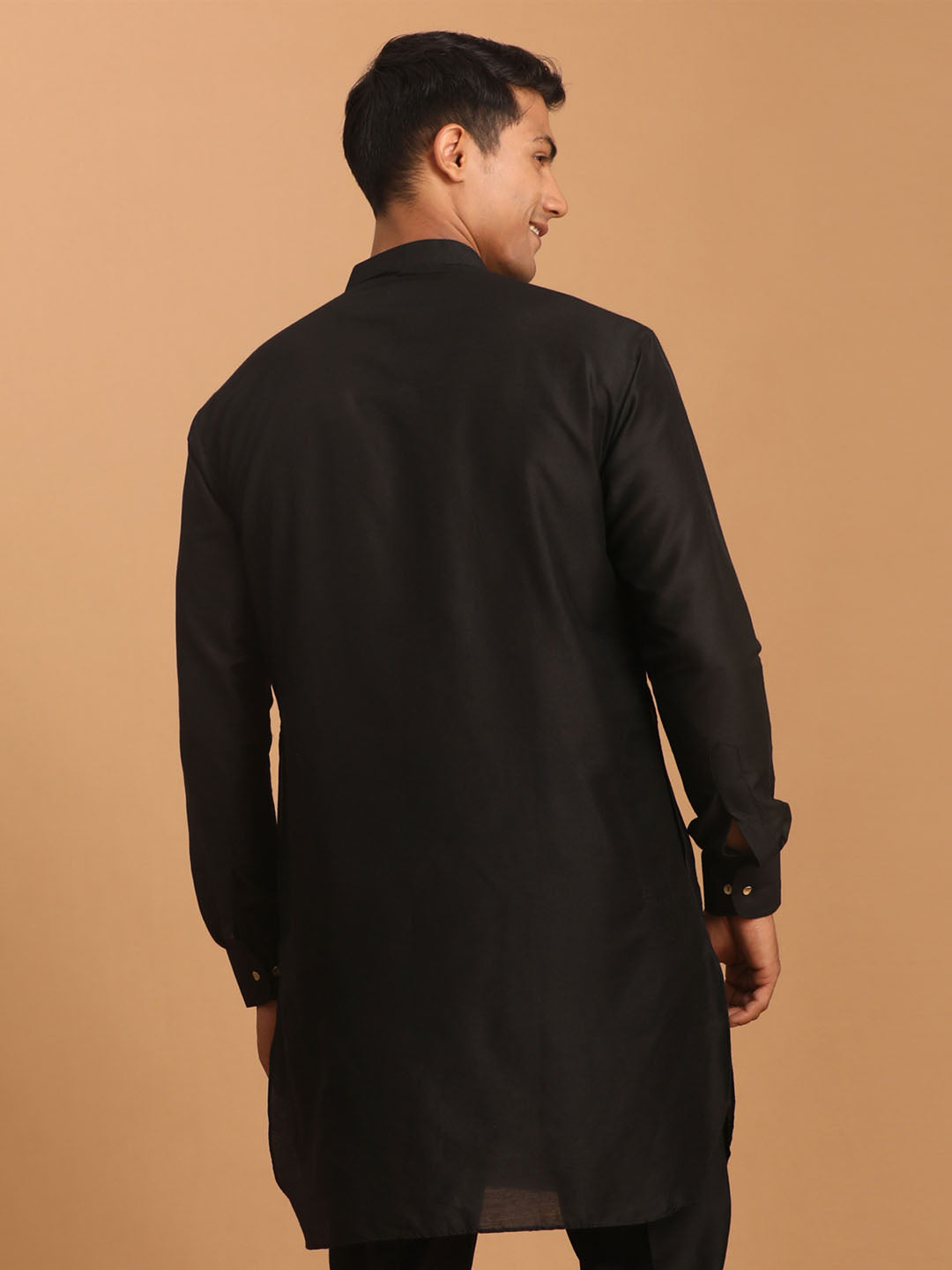 Men's Black Viscose Kurta