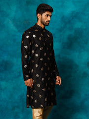 Men's Black Cotton Blend Kurta