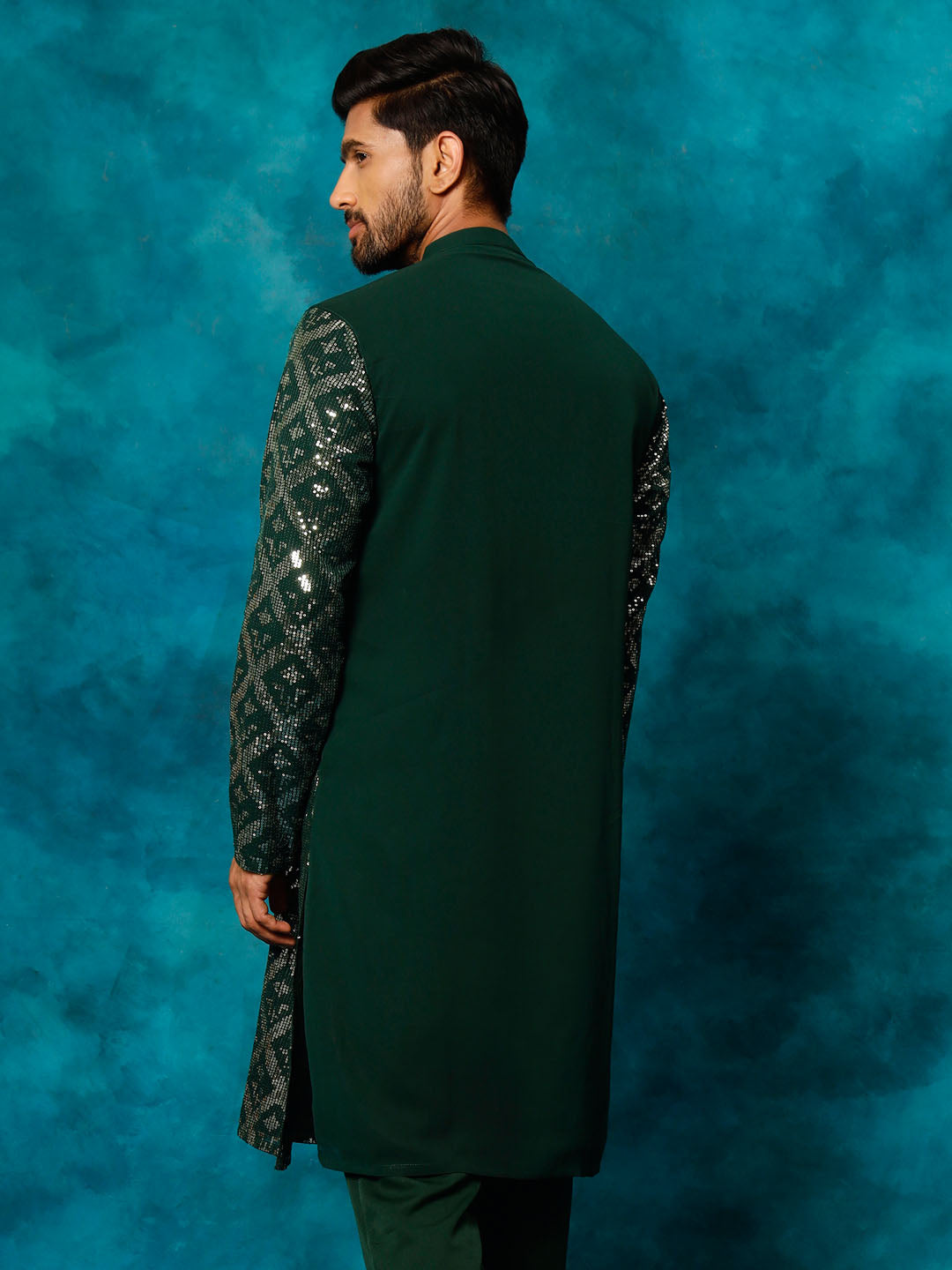 Men's Green Georgette Kurta