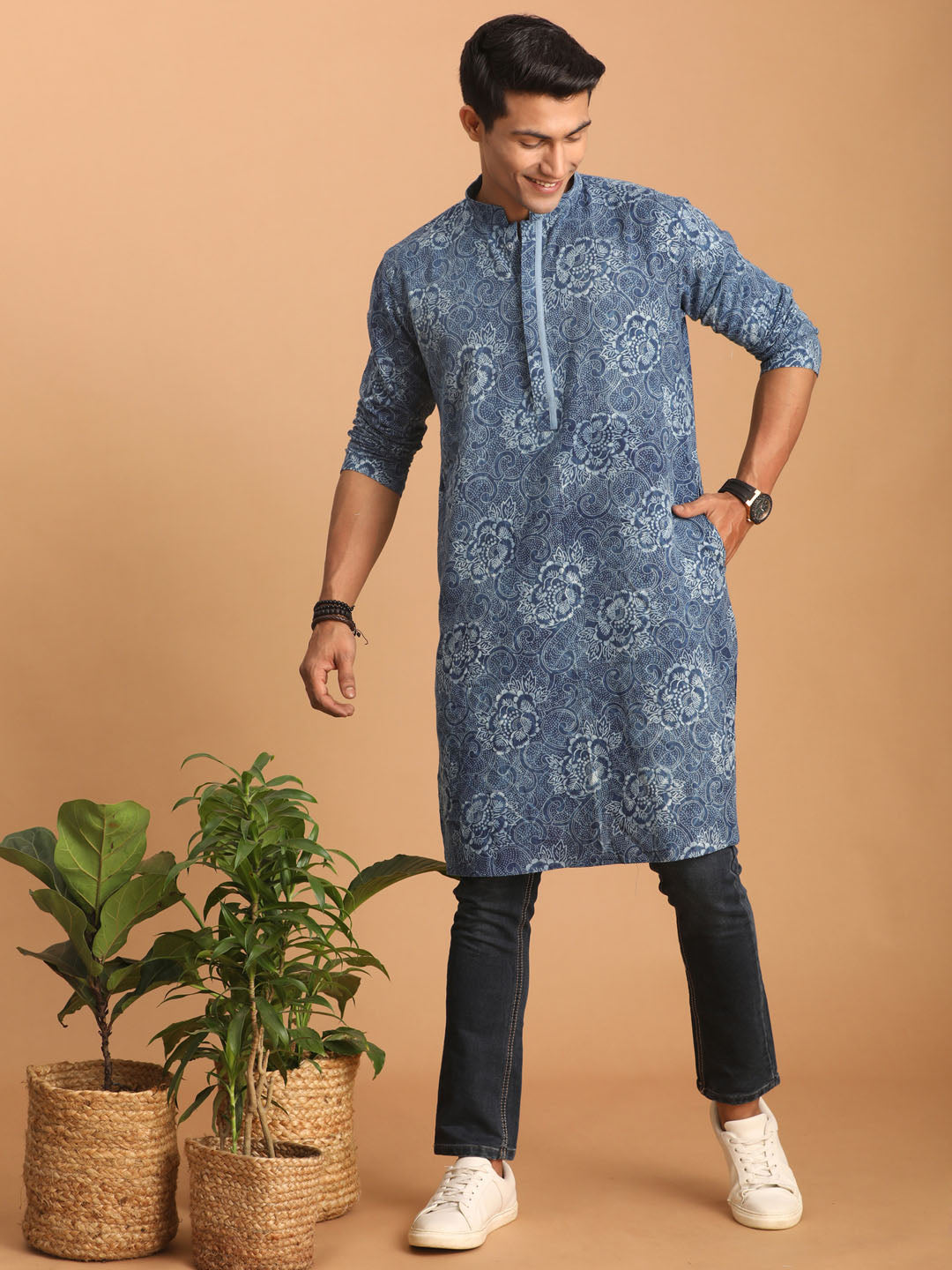 Men's Indigo Blue Cotton Kurta