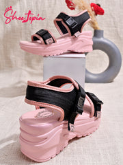 Shoetopia Comfortable  & Sporty Pink Sandals For Women & Girls