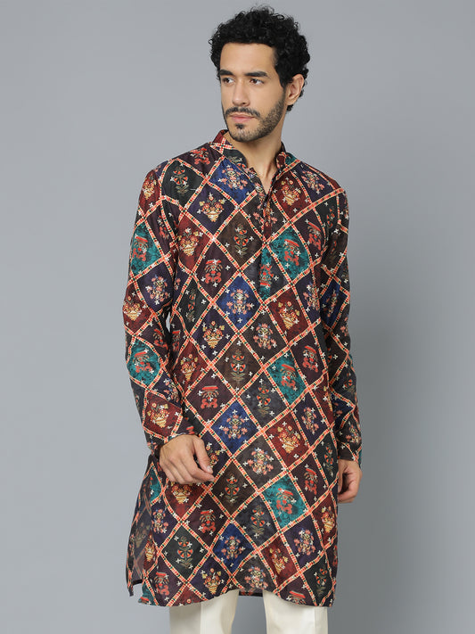 Men's Purple Muslin Kurta