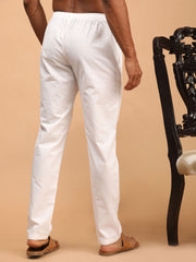 Men's White Cotton Pant Style Pyjama