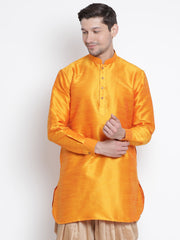 Men's Orange Silk Blend Kurta