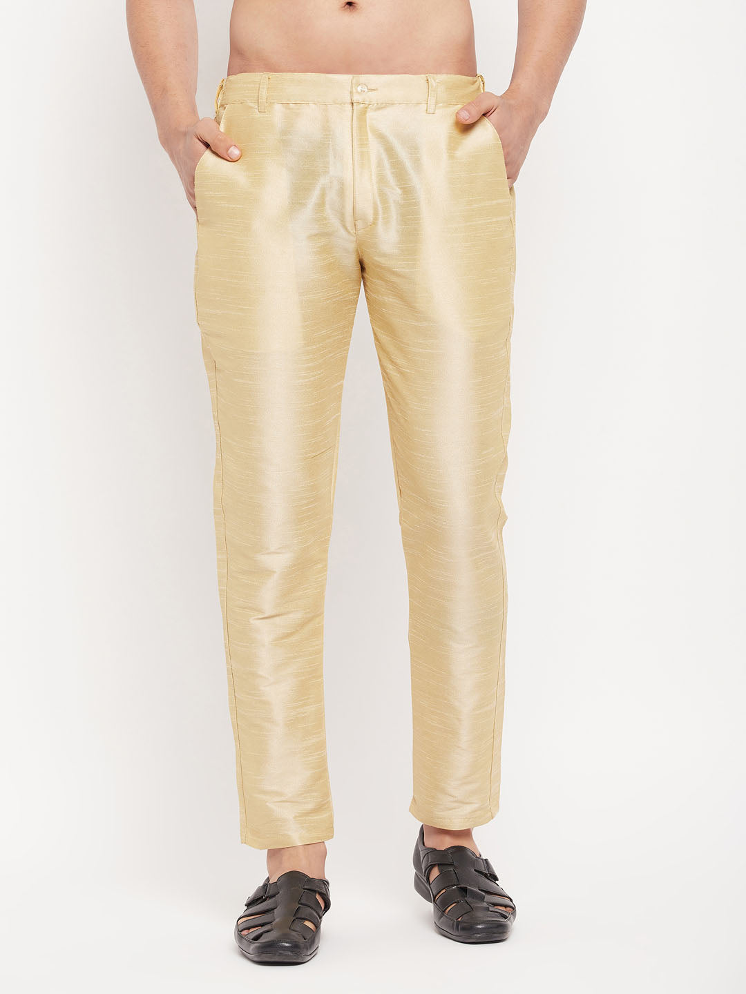 Men's Gold Silk Blend Pant Style Pyjama