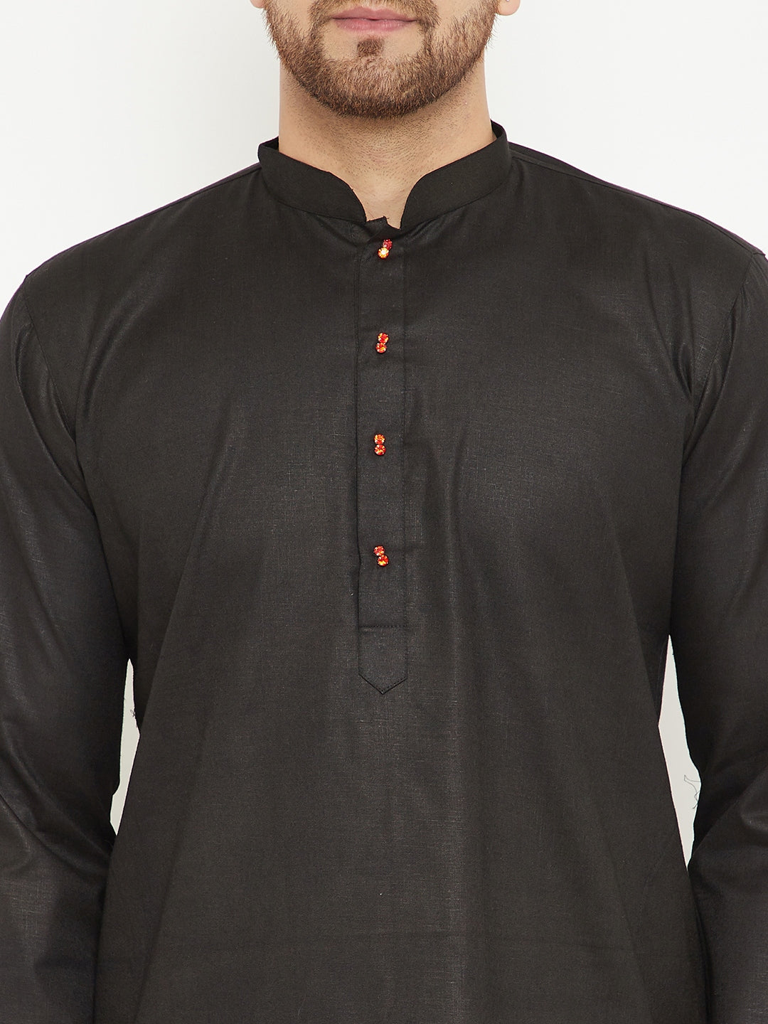 Men's Black Cotton Blend Kurta