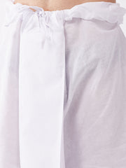 Men's White Cotton Blend Kurta And Dhoti Set