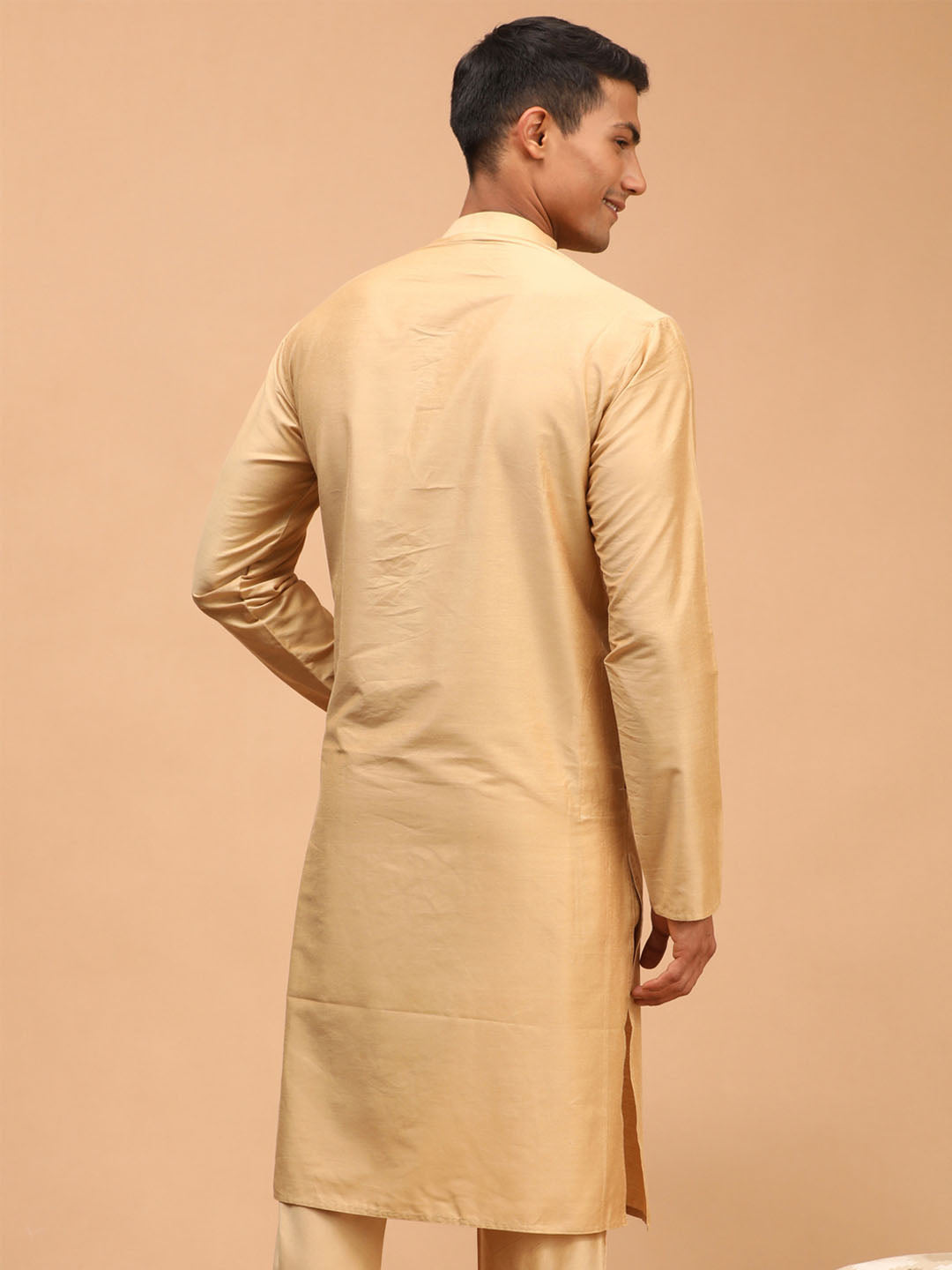 Men's Rose Gold Viscose Kurta