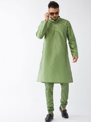 Men's Light Green Silk Blend Pyjama