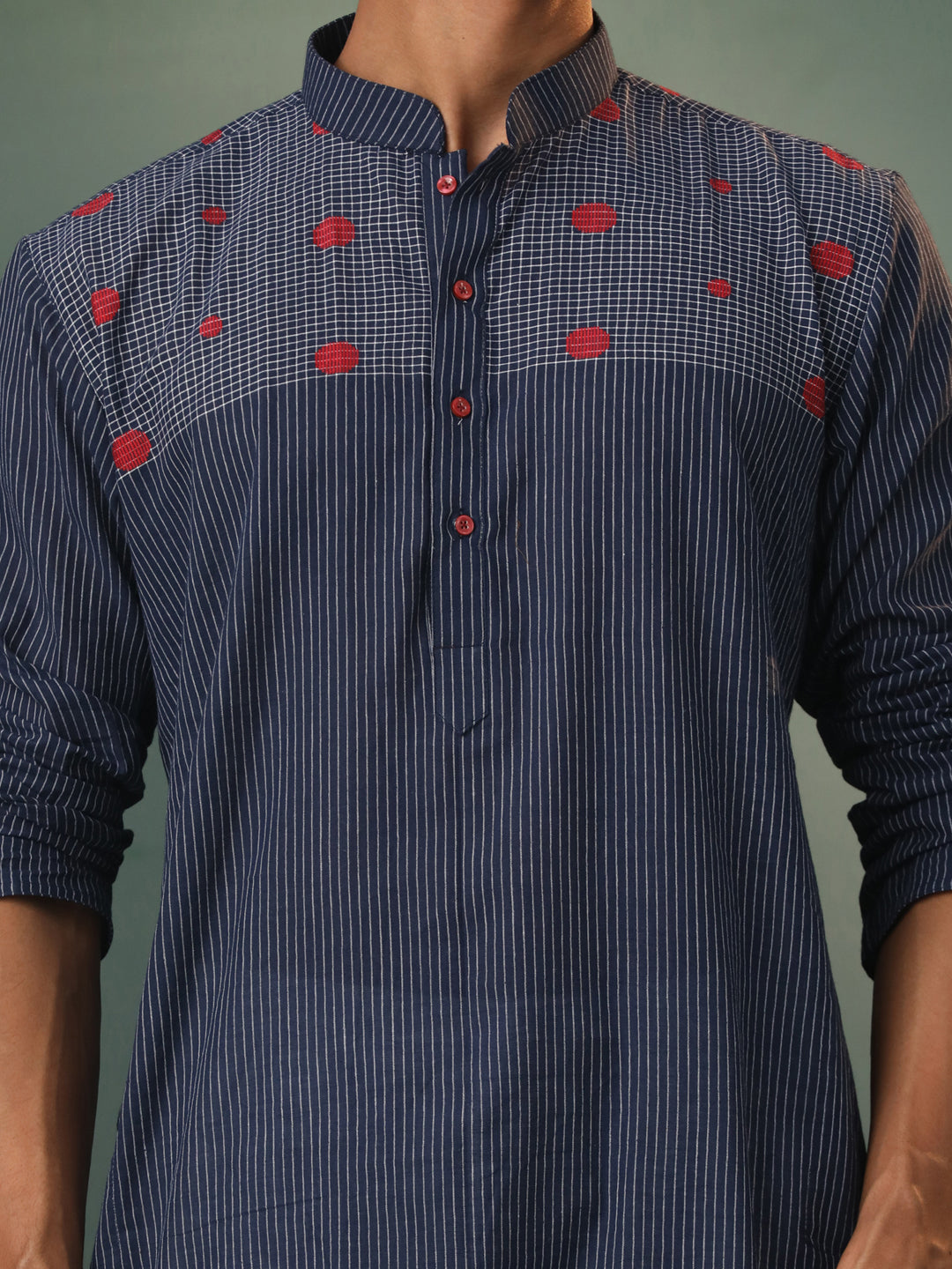 Men's Navy Blue Cotton Kurta