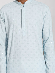 Men's Aqua Rayon Kurta And Pyjama Set