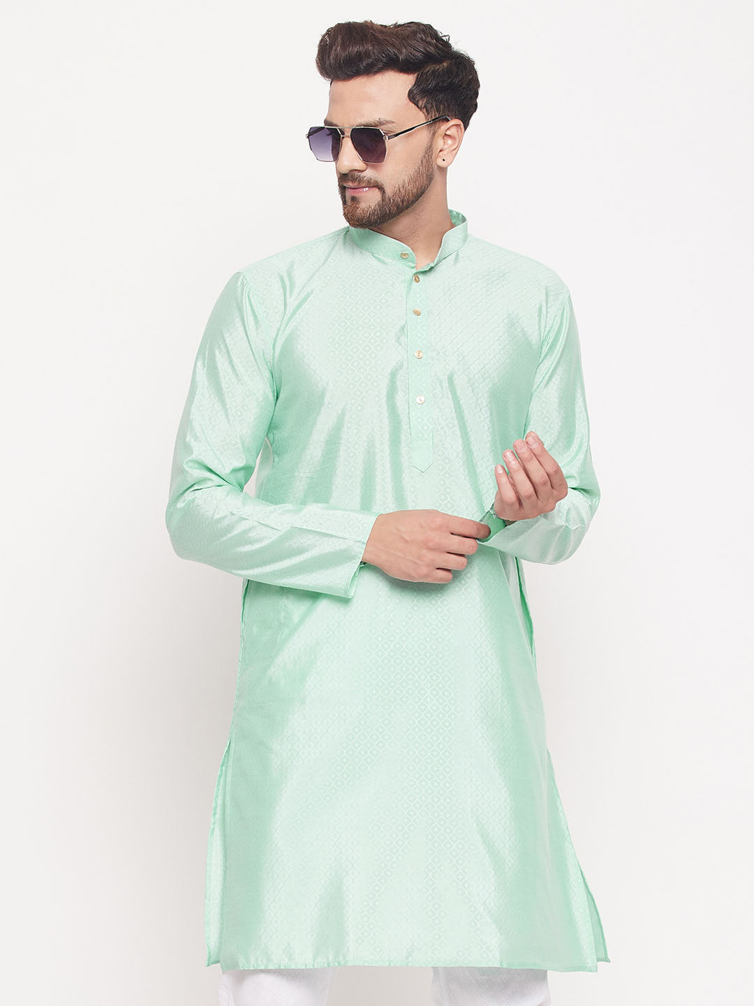 Men Aqua Silk Blend Kurta