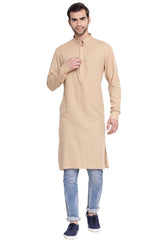 Men's Beige Cotton Blend Kurta