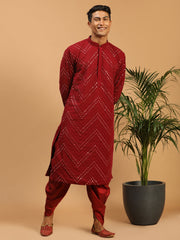 Men's Maroon Georgette Kurta and Dhoti Set