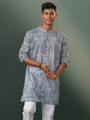 Men's Blue Cotton Kurta