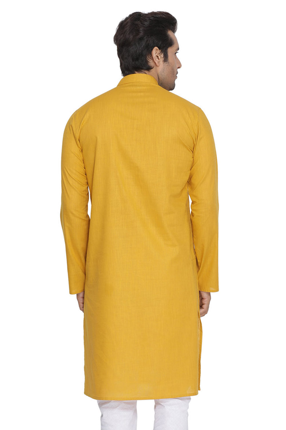 Men's Yellow Cotton Linen Blend Kurta