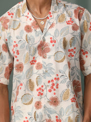 Men's Cream Cotton Ethnic Shirt