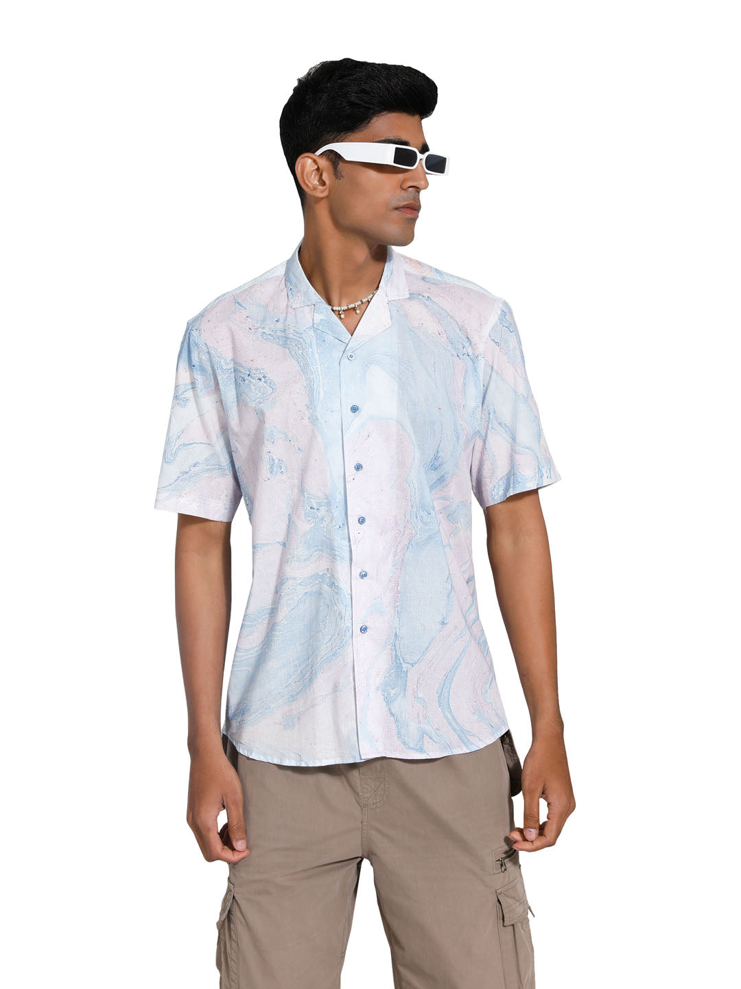 Men's Lavender Cotton Ethnic Shirt