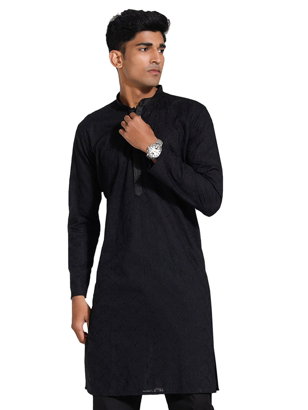 Men's Black Cotton Kurta