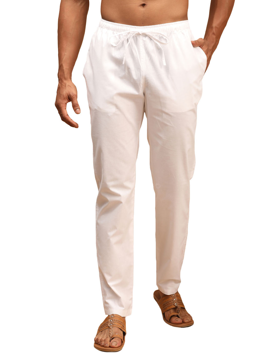 Men's White Cotton Pant Style Pyjama