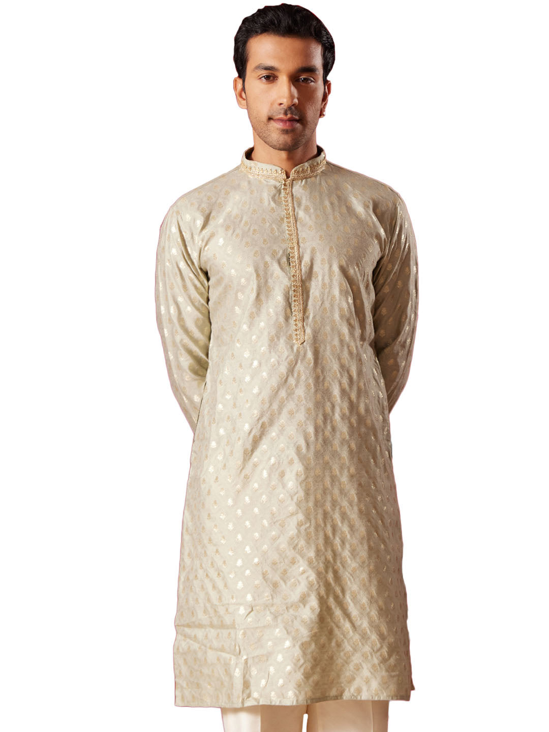 Men's Green Silk Blend Kurta