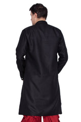 Men's Black Cotton Blend Sherwani Set