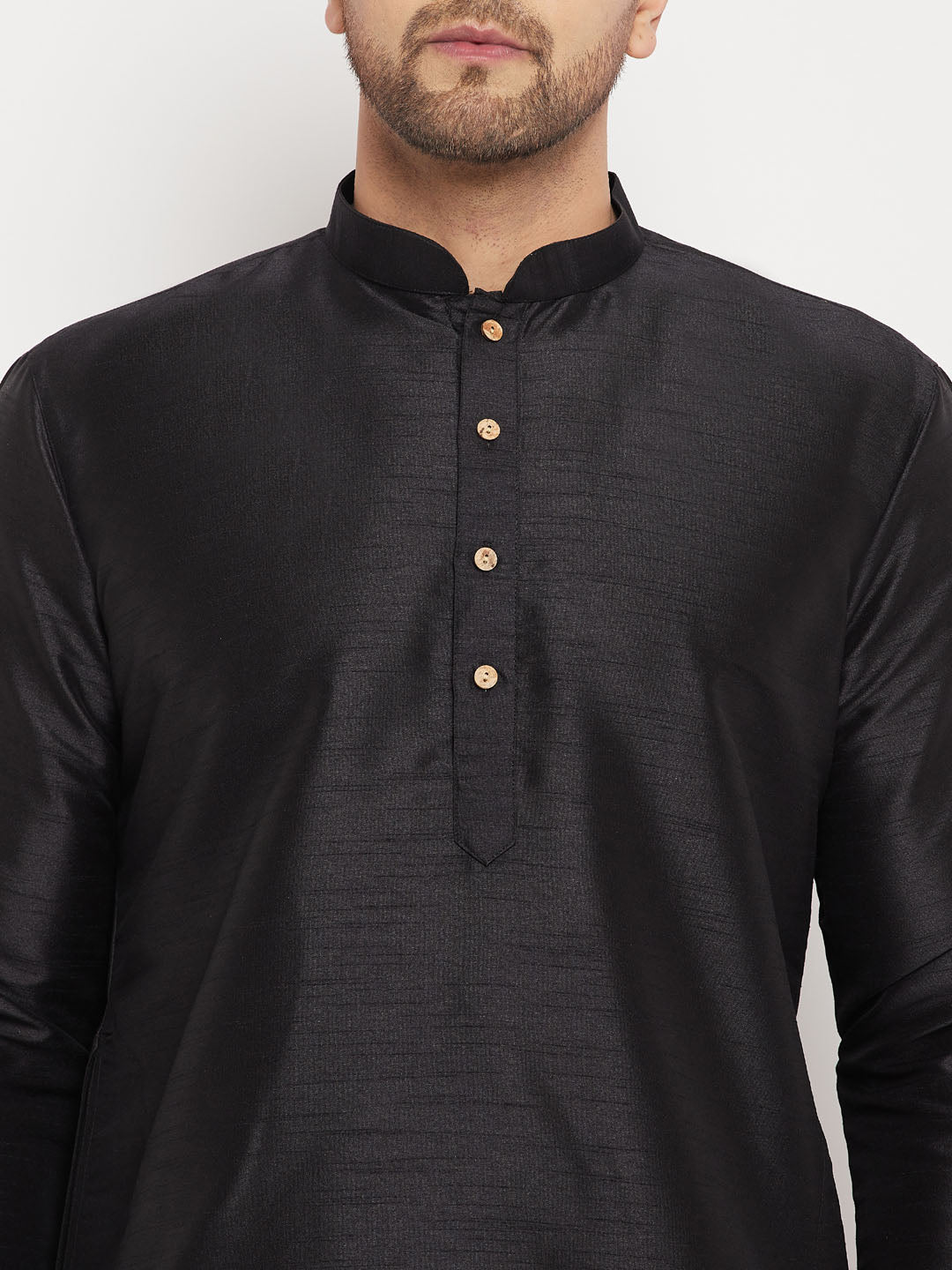 Men's Black Silk Blend Kurta