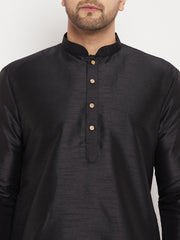 Men's Black Silk Blend Kurta