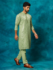 Men's Mint Green Georgette Kurta Pyjama Set