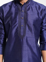 Men's Navy Blue Dupion Silk Kurta