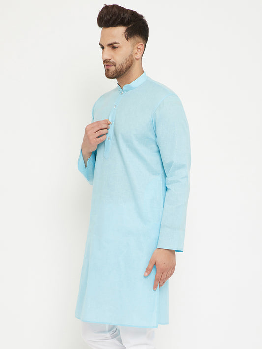 Men's Aqua Cotton Blend Kurta