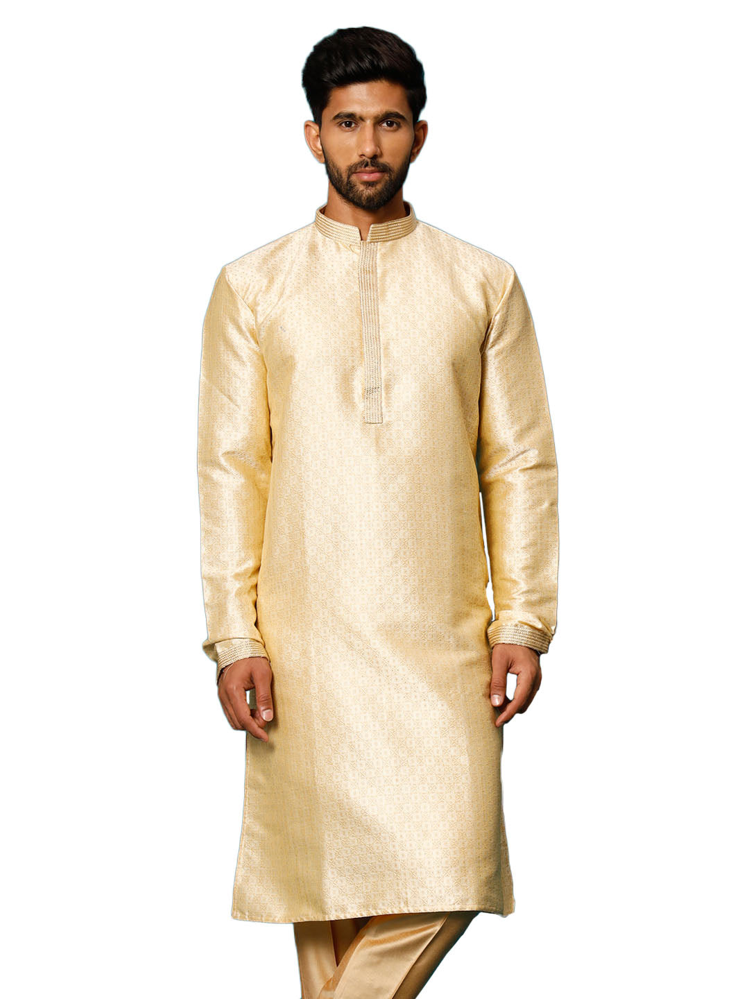 Men's Gold Silk Blend Kurta