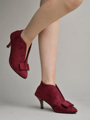 Shoetopia Solid Bow Detailed Cherry Pumps For Women & Girls