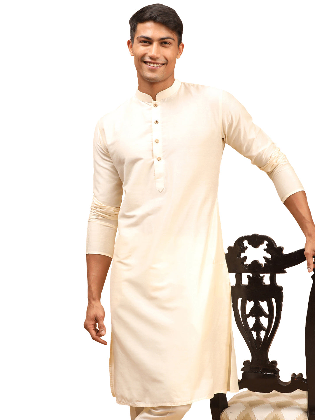 Men's Cream Viscose Kurta