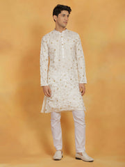 Men's White Viscose Kurta