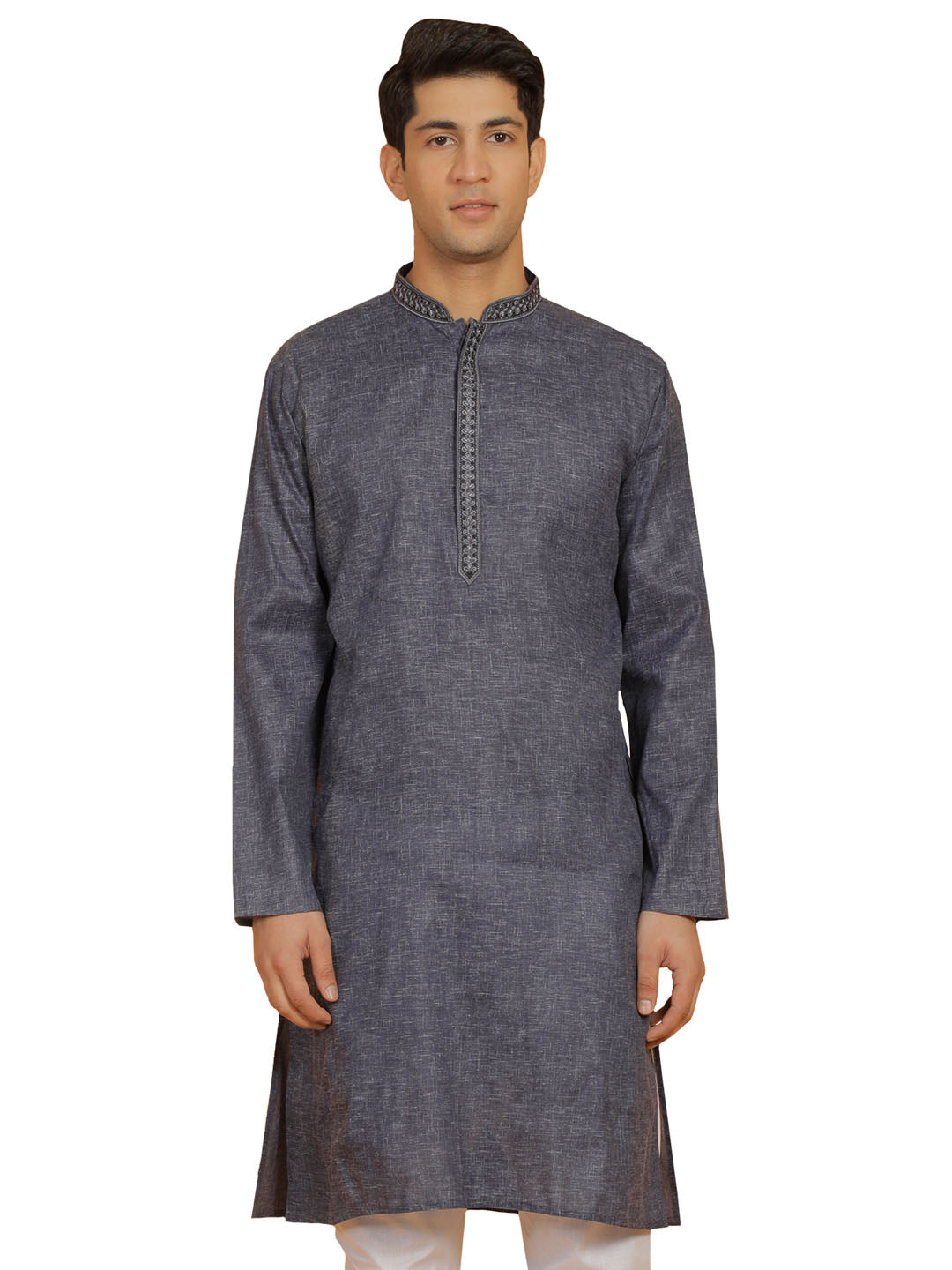 Men's Navy Blue Cotton Kurta