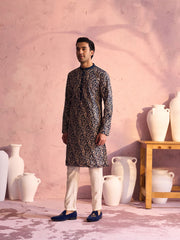 Men's Turquoise Green Georgette Kurta Pyjama Set