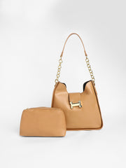 Women's The Monogram Shoulder Bag - Camel Brown