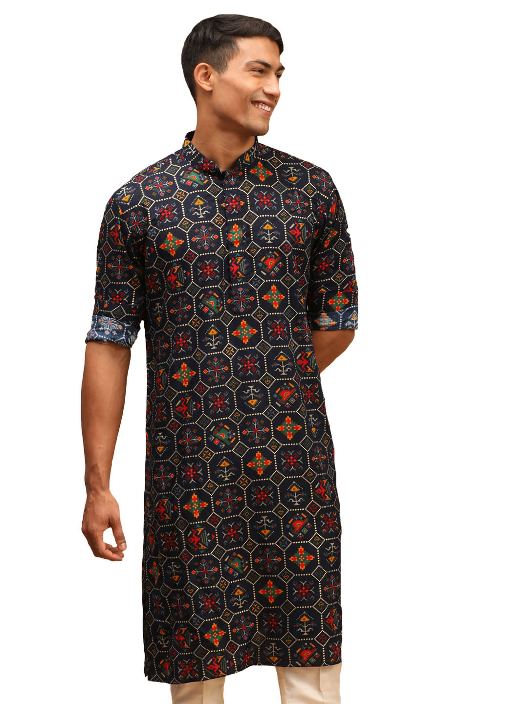 Men's Blue Cotton Blend Kurta