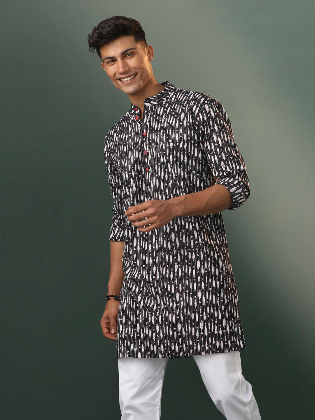 Men's Black Cotton Kurta