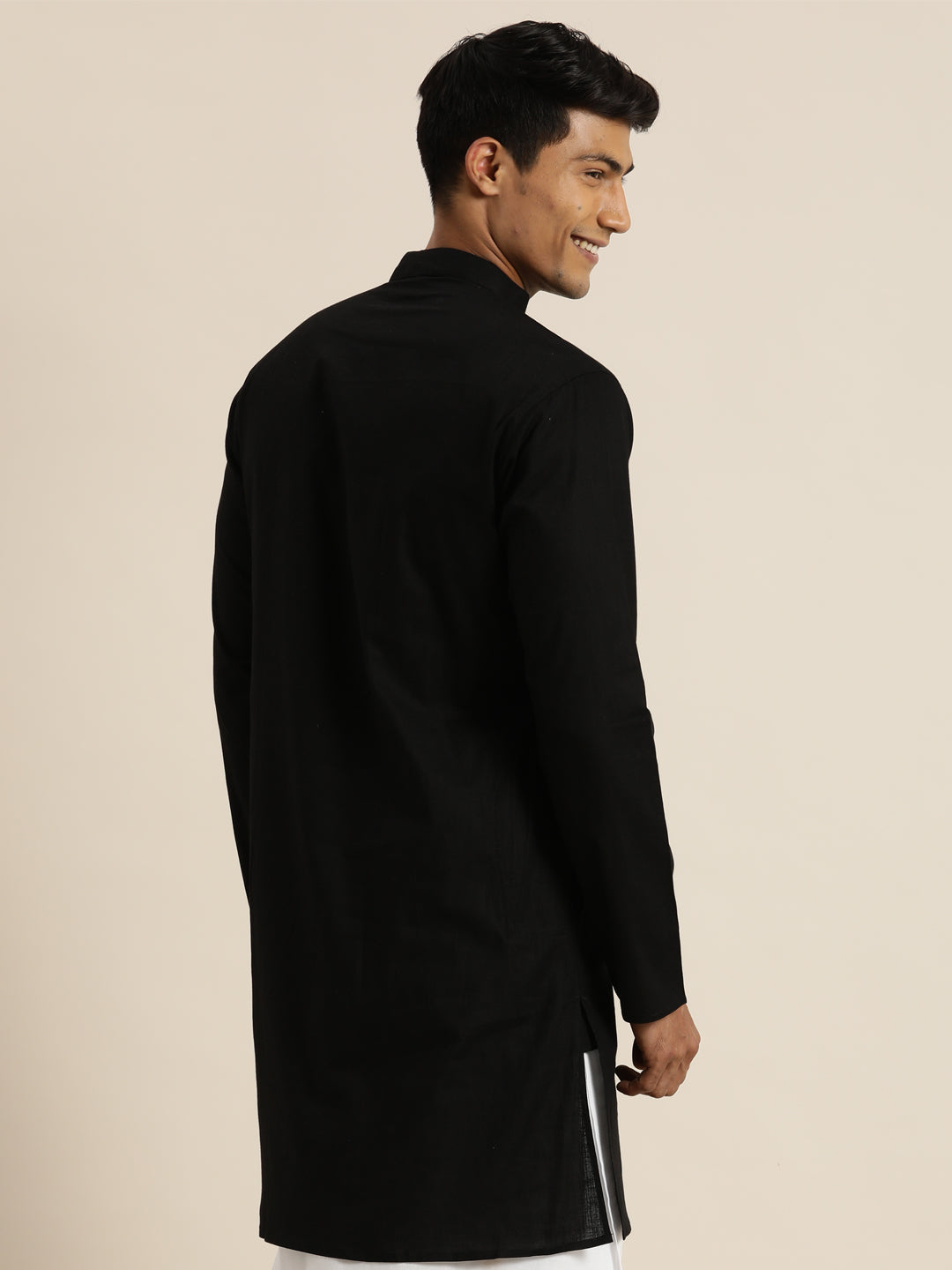 Men's Black Cotton Kurta