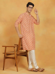 Men's Orange Maslin Kurta