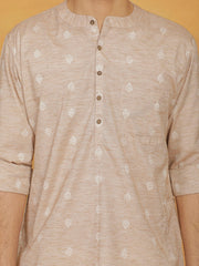 Men's Beige Cotton Kurta