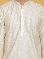 Men's Cream Viscose Kurta And Pyjama Set