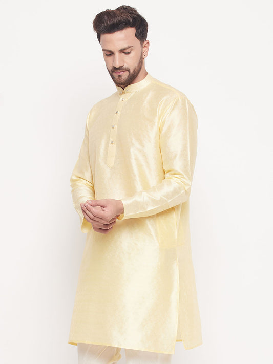 Men Beige Silk Blend Kurta