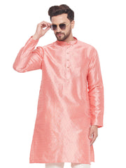 Men Pink Silk Blend Kurta