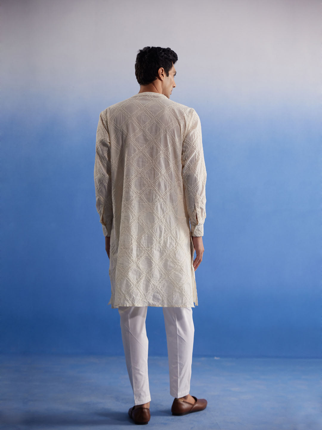 Men's Cream Cotton Kurta Pyjama Set